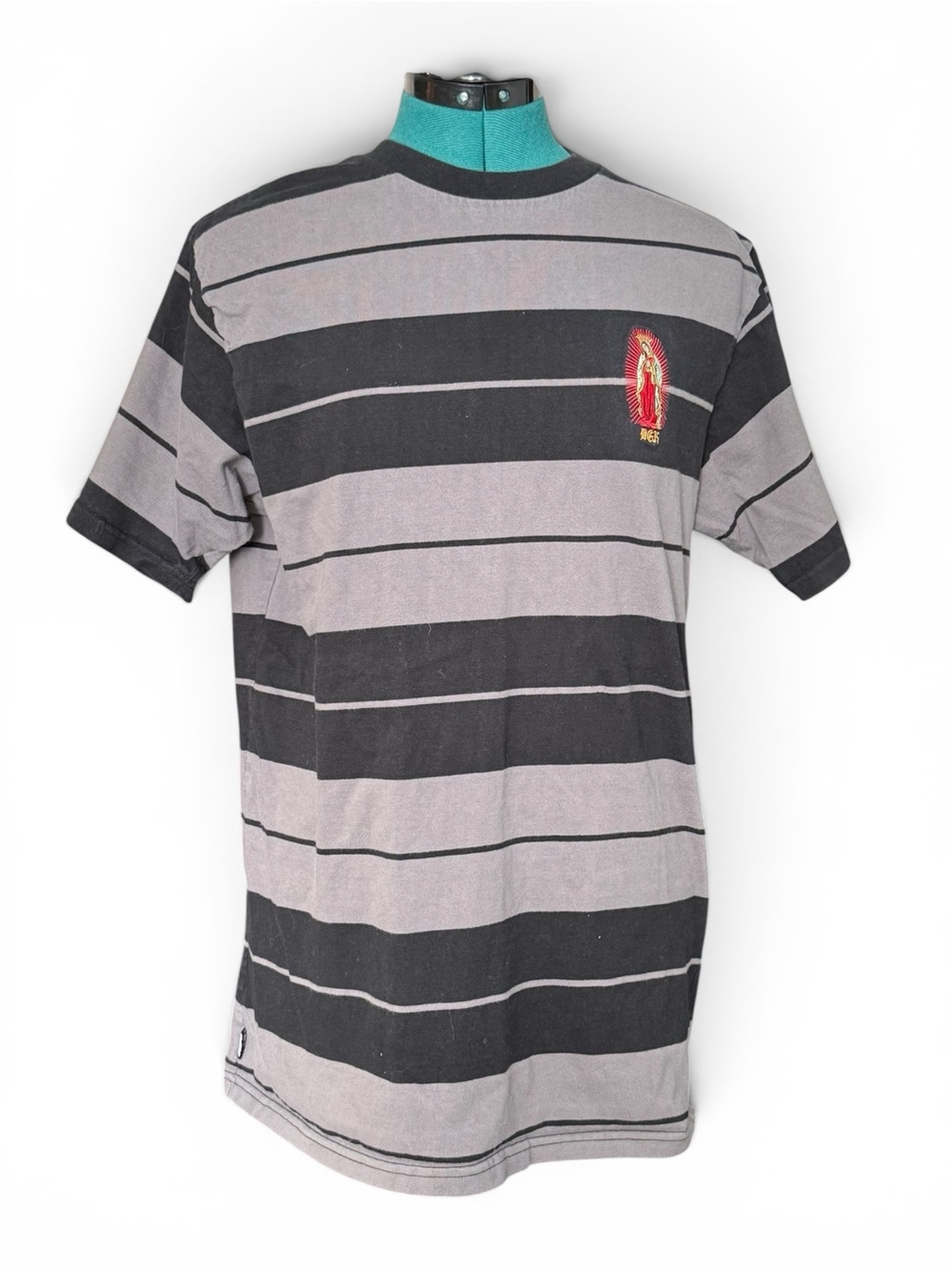 DGK Black & Gray Striped Short-Sleeve Tee with Guadalupe Chest Patch